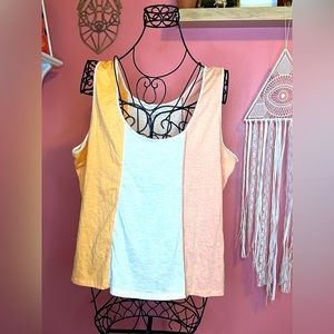 Adorable pink and orange color block top by fourteenth place 1X